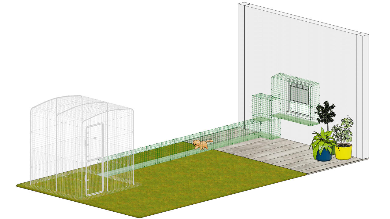 Catio recinto per gatti da esterno tunnel passerella personalizzabile allestimento