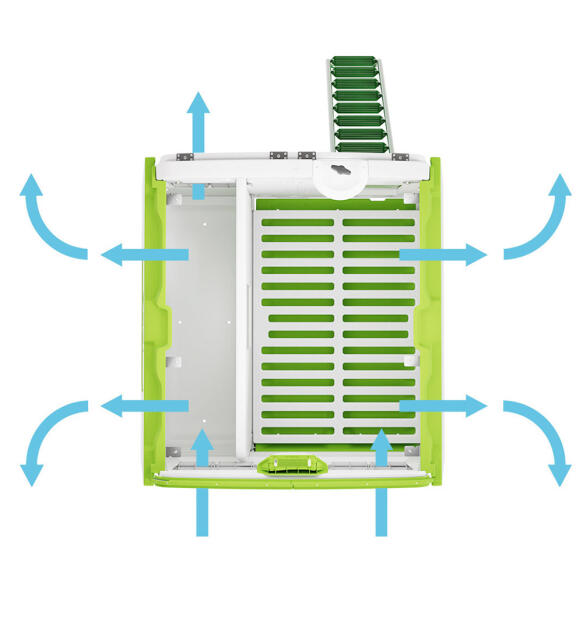 Schema di ventilazione del pollaio Eglu Cube 